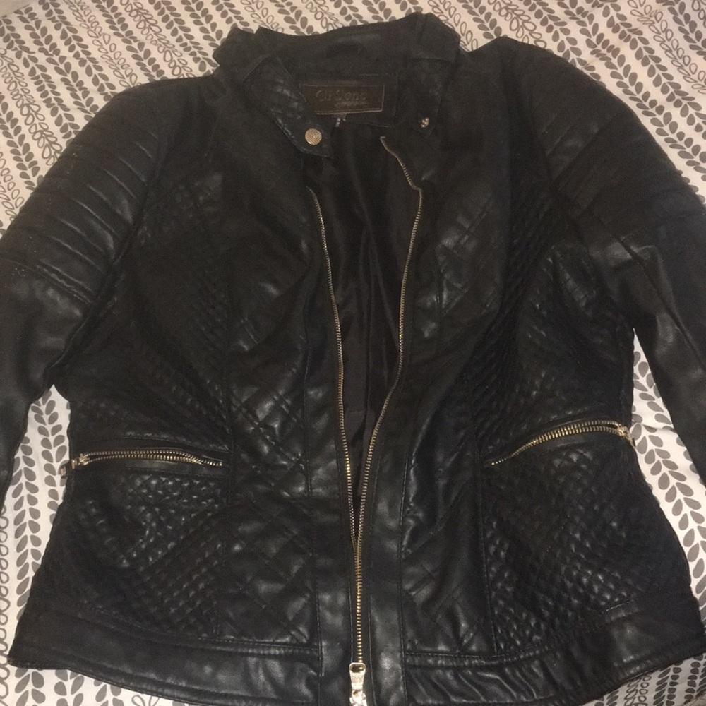 Black Moto Style Leather Jacket